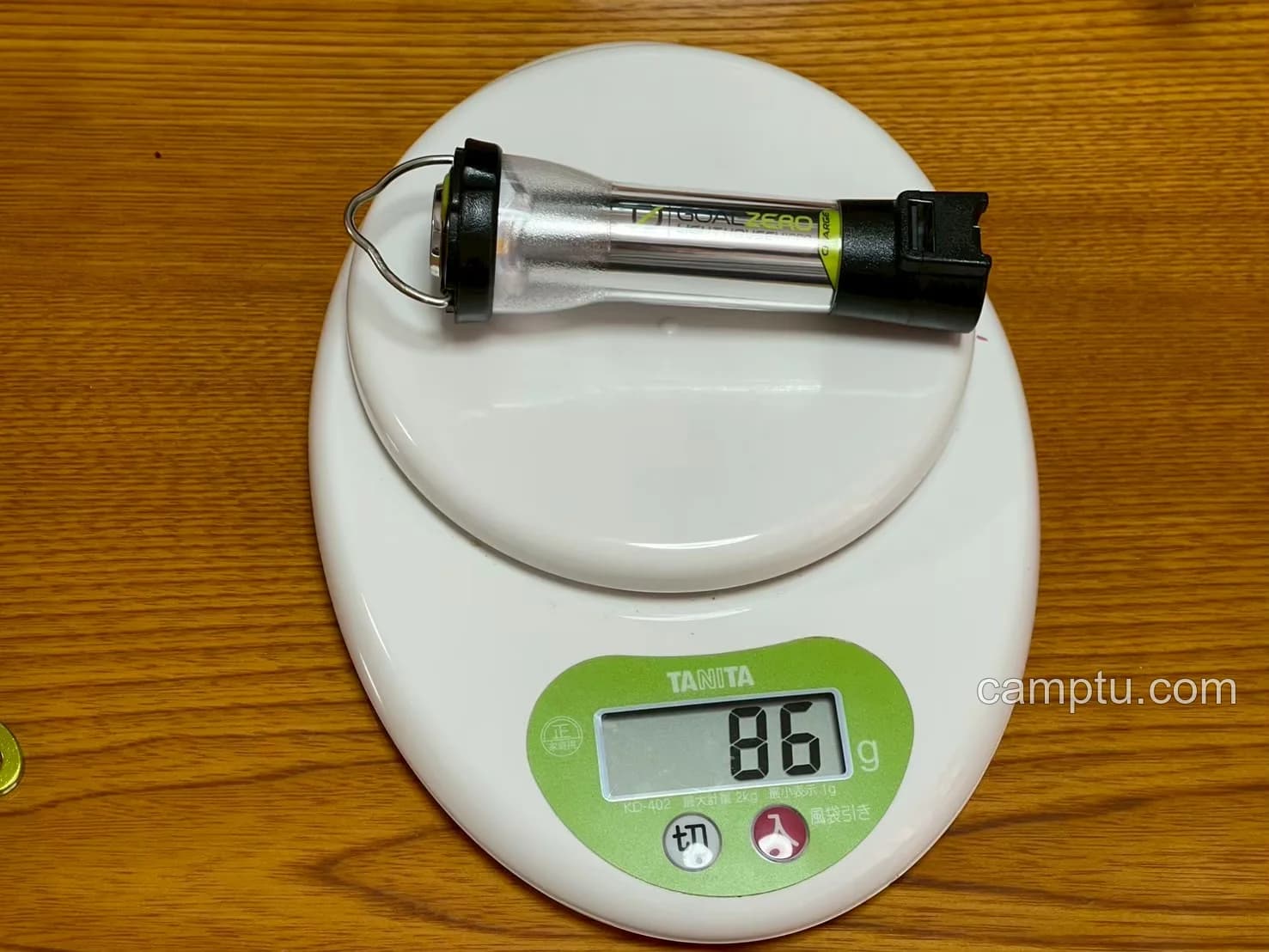 TANITAスケールに表示されたGOAL ZEROの実測重量86g